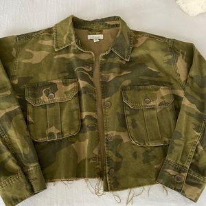 Topshop Camo Crop Denim Jacket